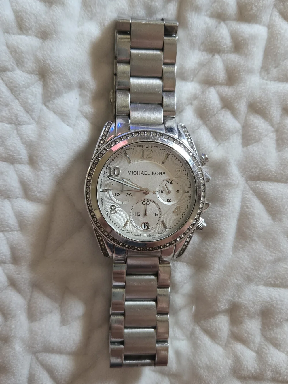 Michael Kors Women's Silver Crystal-Accent Chronograph Watch
